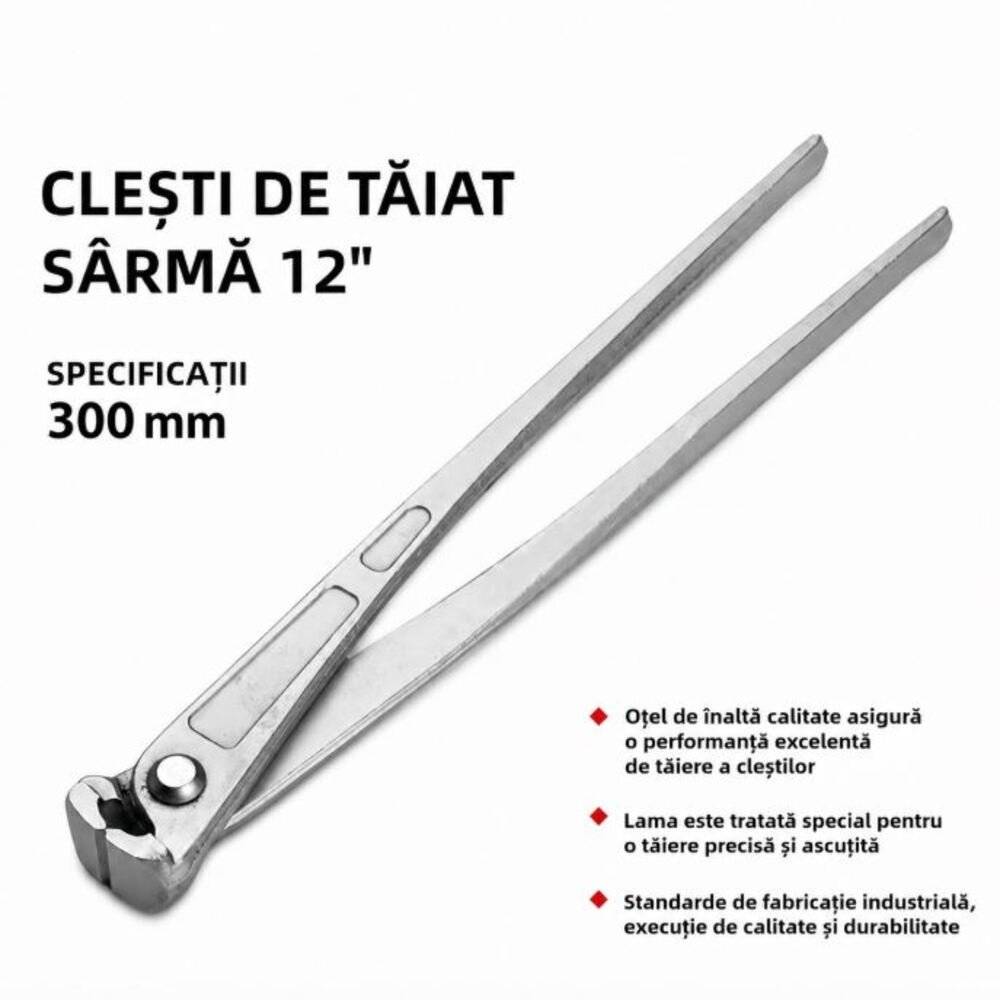 Cleste Fierar Betonist 250 mm Otel Cr-V pentru Legat Fier Beton si Taiat Sarma