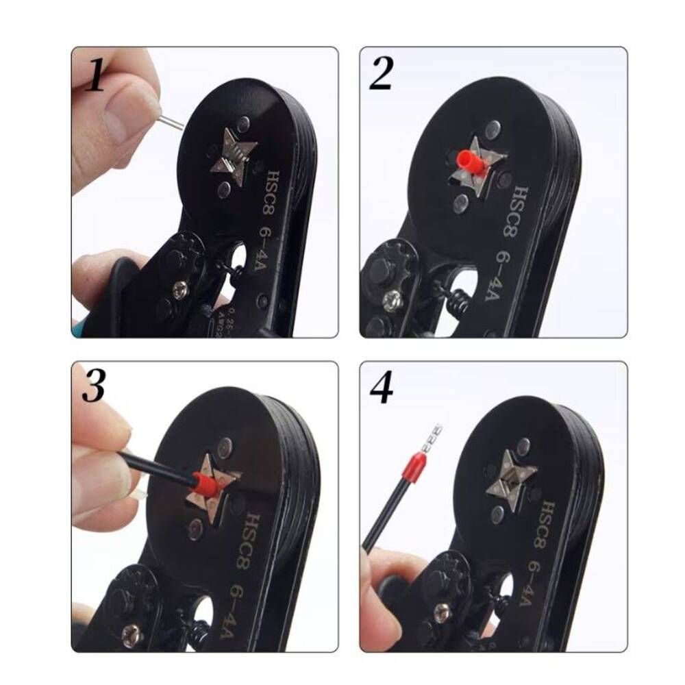 Cleste pentru sertizat pini HSC8 6-6A 0.25–6 mm² pentru terminale tubulare (Ferrule) – Profesional