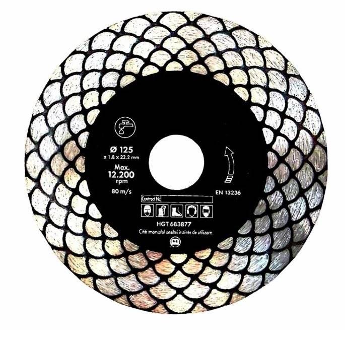 Disc Diamantat Profesional pentru Tăiere și Șlefuire Plăci Ceramice ,Diametru 125 mm