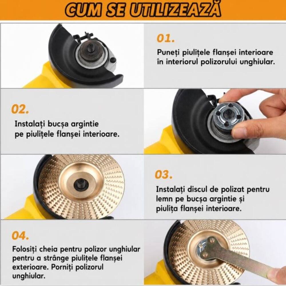 Disc slefuit,modelat,sculptura lemn ,diametru 125 mm ,set 3 modele