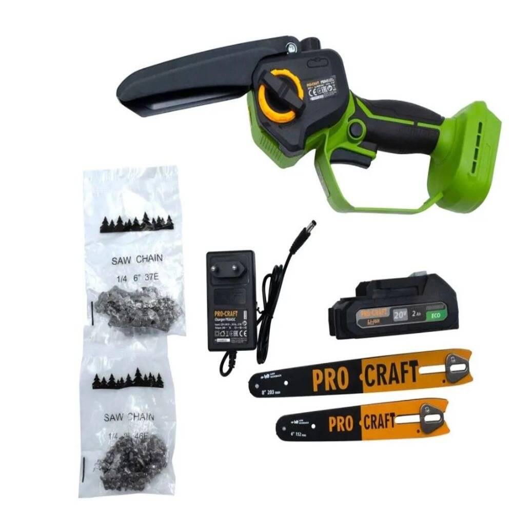 Fierastrau cu lant si acumulator PKA45 Brushless, ungere automata, 2 lame 6 si 8, 2 lanturi, acumulator 20V