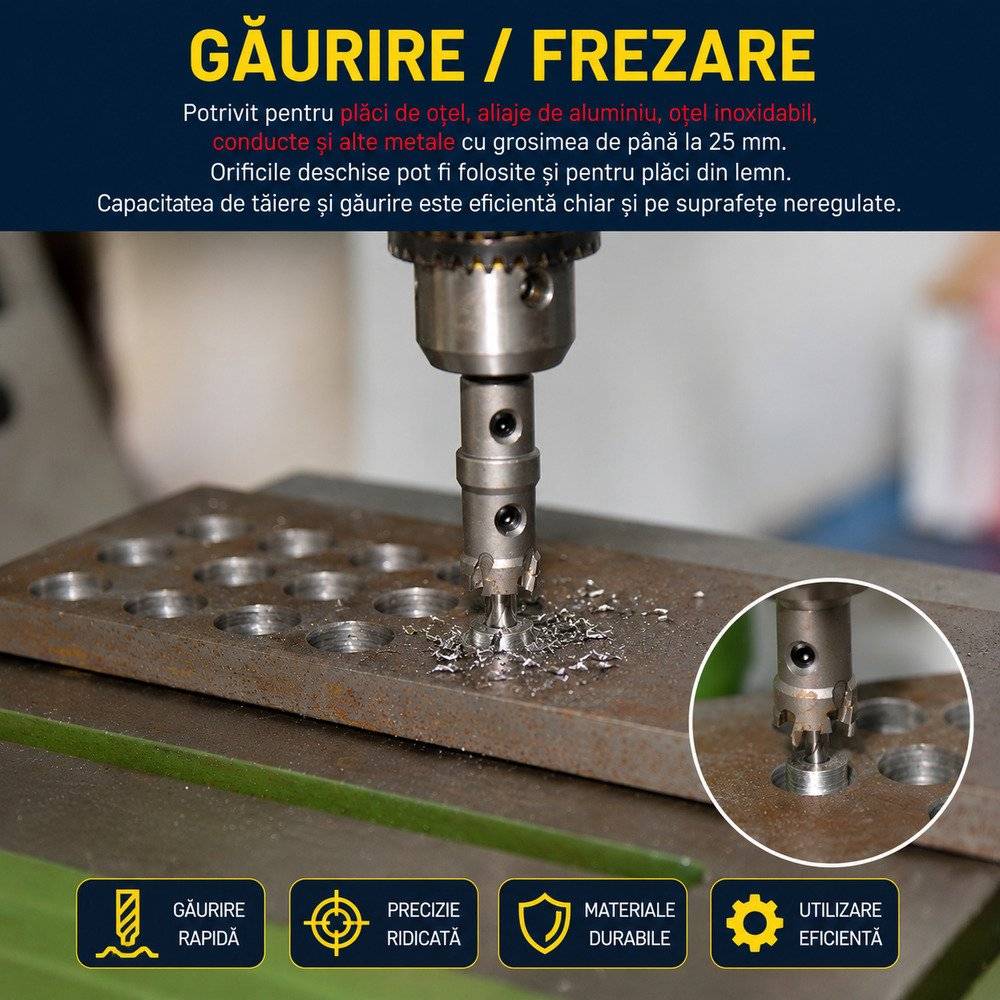 Freza HSS , Carota cu Vidia pentru Metal , PVC si Lemn , Diametru 35 mm