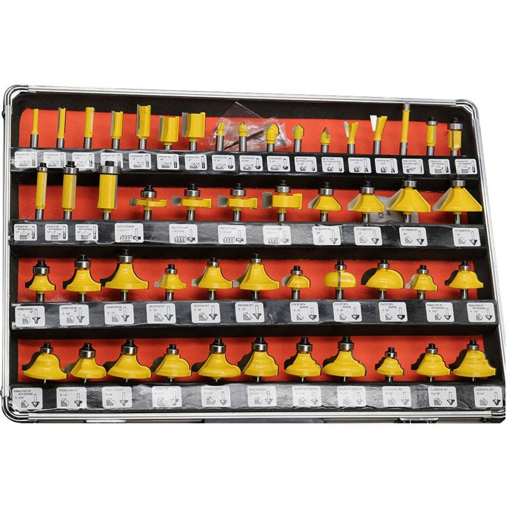 Freze Lemn Profilate pentru Oberfreza Profesionale, Set 50 Piese, Tija 8 mm, Freze TCT pentru Lemn