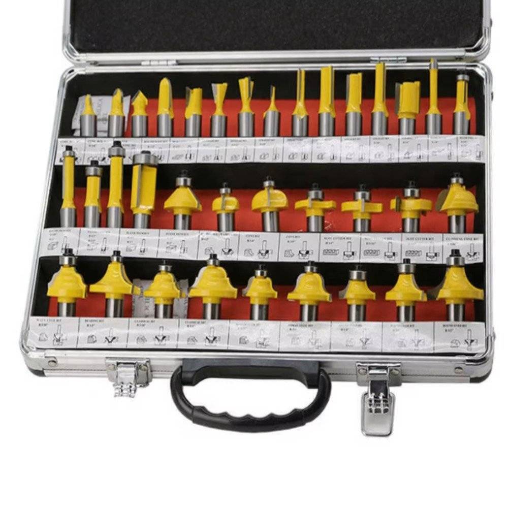 Freze Lemn Profilate pentru Oberfreza, Set 35 Piese, Tija 8 mm, Freze TCT pentru Lemn