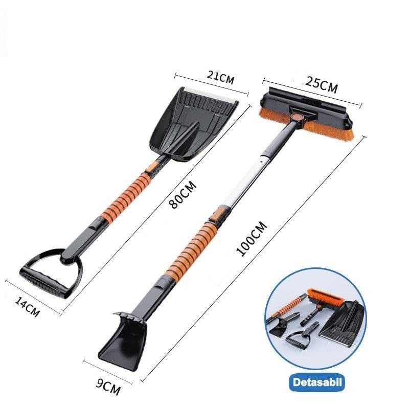 Lopata pentru zapada , 5 in 1, Perie, Racleta, 2 tipuri de Lopeti, Rotativa, Telescopica, Detasabila, Material Aluminiu si ABS