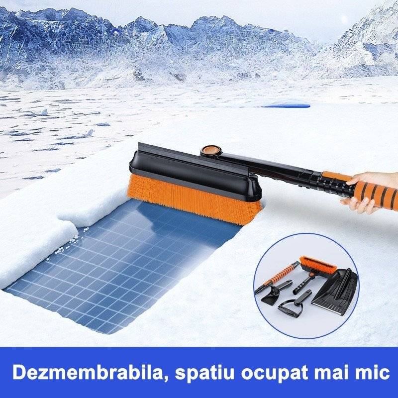 Lopata pentru zapada , 5 in 1, Perie, Racleta, 2 tipuri de Lopeti, Rotativa, Telescopica, Detasabila, Material Aluminiu si ABS