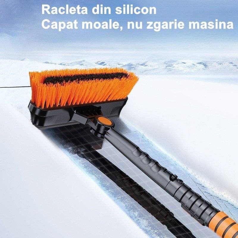 Lopata pentru zapada , 5 in 1, Perie, Racleta, 2 tipuri de Lopeti, Rotativa, Telescopica, Detasabila, Material Aluminiu si ABS
