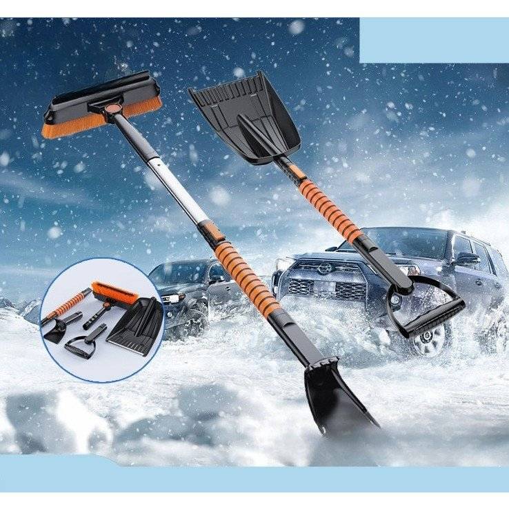 Lopata pentru zapada , 5 in 1, Perie, Racleta, 2 tipuri de Lopeti, Rotativa, Telescopica, Detasabila, Material Aluminiu si ABS