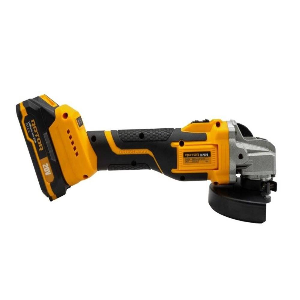 Polizor unghiular cu acumulator 20V 2Ah Brushless 1000W, 125 mm, 9800 RPM, cu incarcator si cutie transport