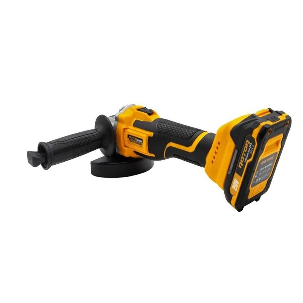 Polizor unghiular cu acumulator 20V 2Ah Brushless 1000W, 125 mm, 9800 RPM, cu incarcator si cutie transport