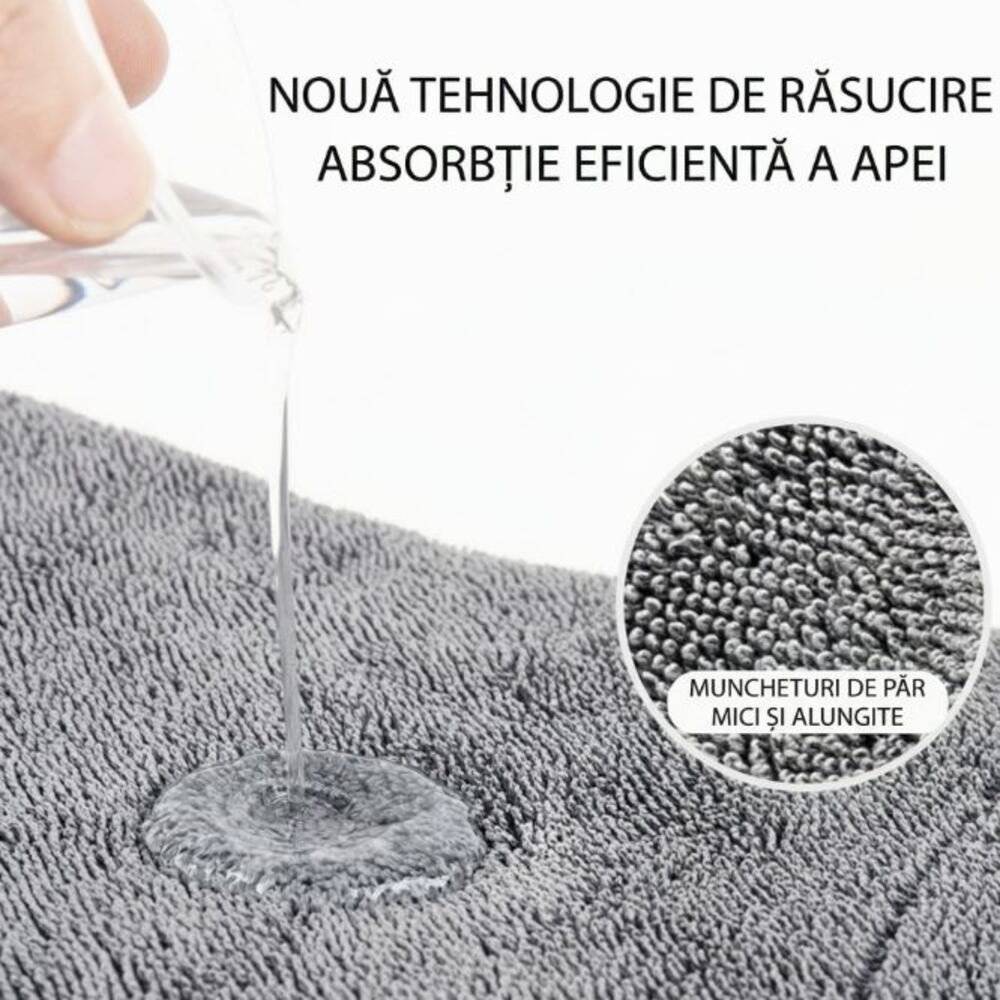 Prosop Uscare Auto Profesional 800 GSM, Microfibra Premium, 90x70 cm, Gri