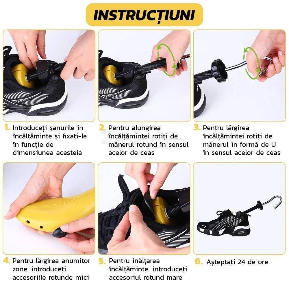 Set 2 Sanuri / Calapoade Reglabile pentru Alungit si Largit Pantofi – Universale, Unisex, Marimi 30 - 36