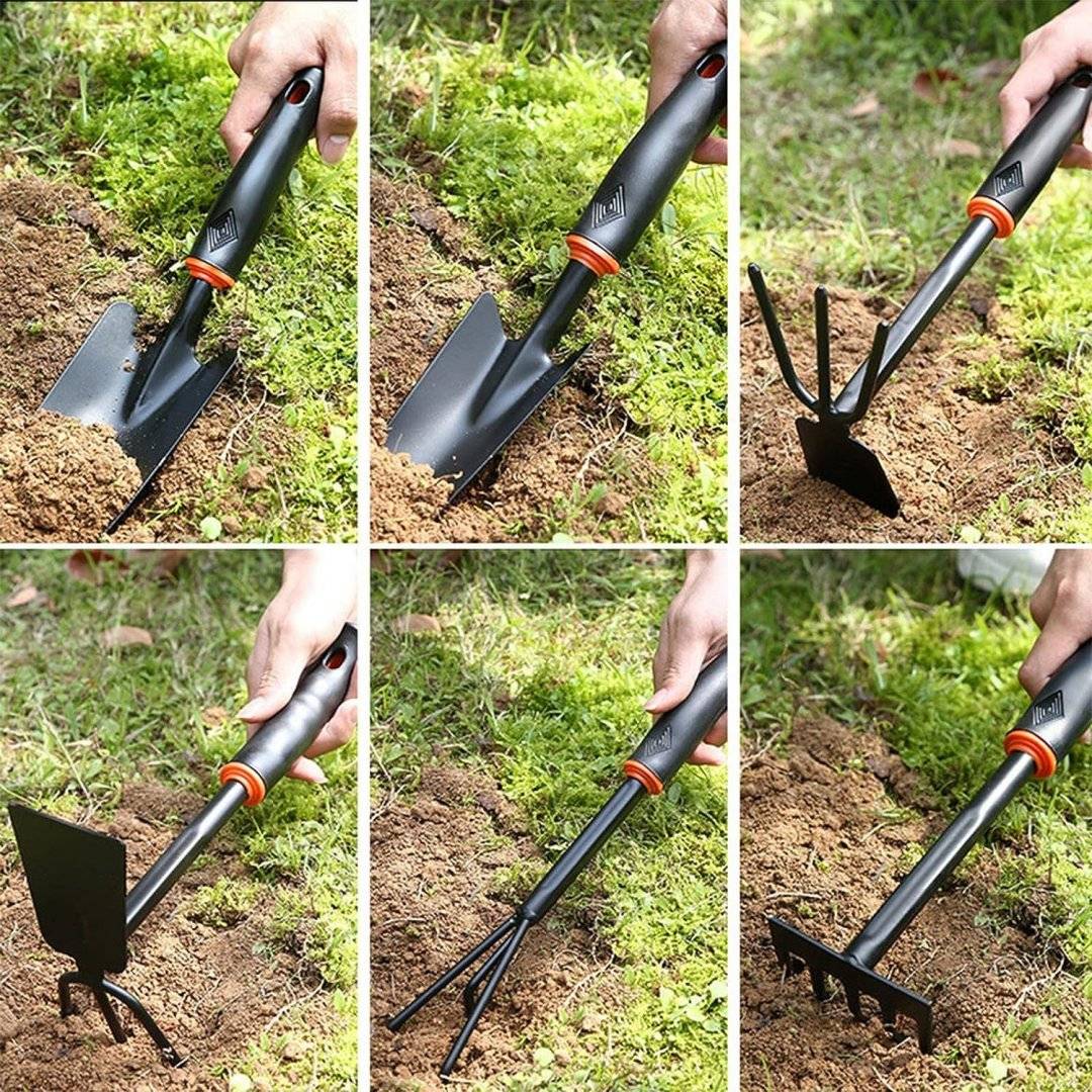 Set 7 unelte de gradina profesionale pentru plantare, prelucrare sol și îngrijire plante, din PVC și cardboard rezistent
