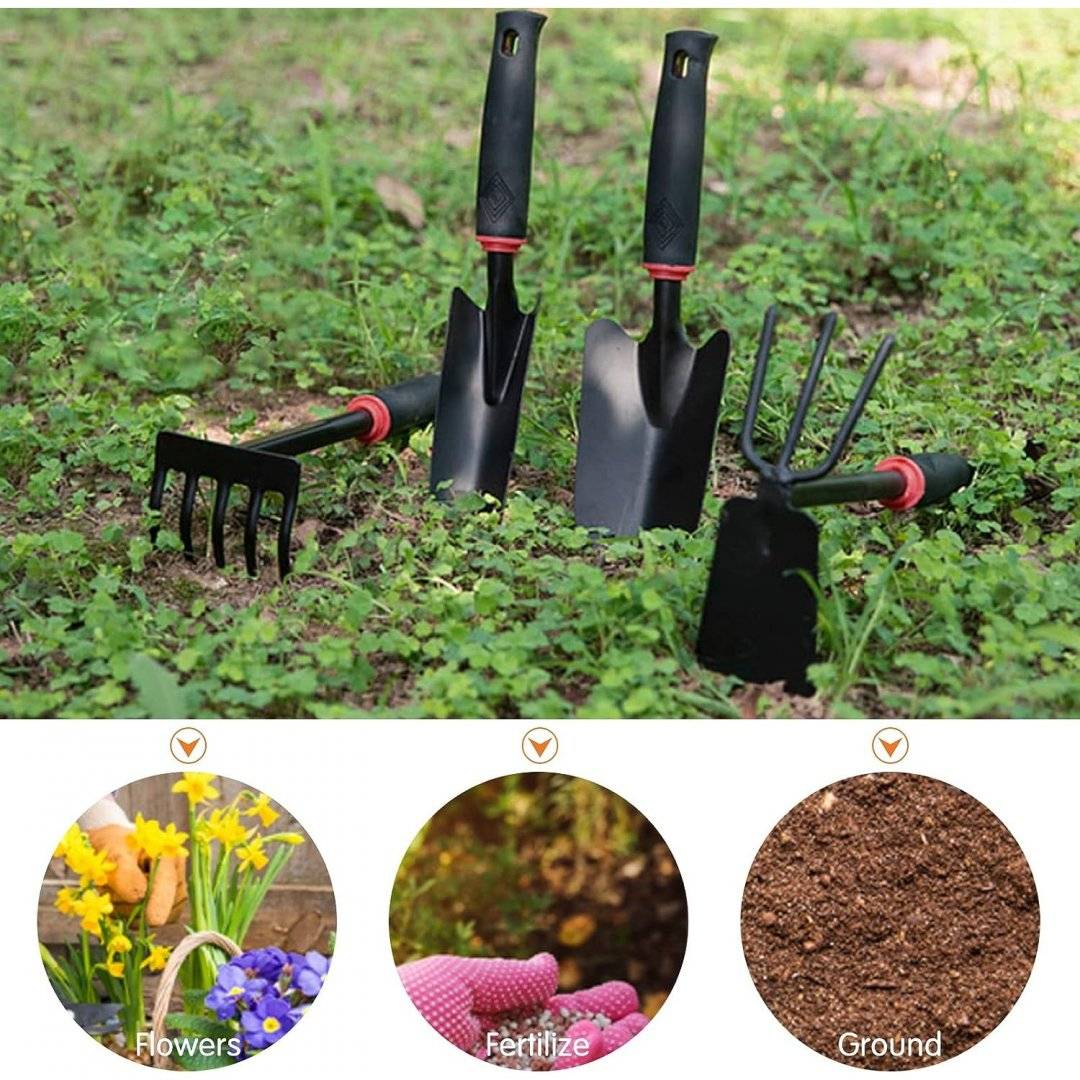 Set 7 unelte de gradina profesionale pentru plantare, prelucrare sol și îngrijire plante, din PVC și cardboard rezistent