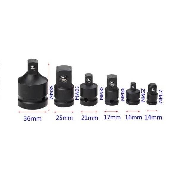 Set adaptoare reductii de impact pentru chei tubulare, 6 piese