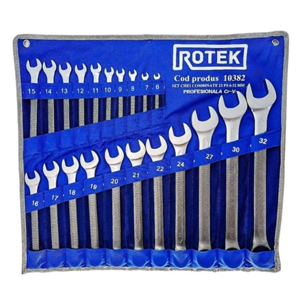 Set Chei Combinate Fixe si Inelare, Set 21 Piese, Cr-V, 6-32 mm