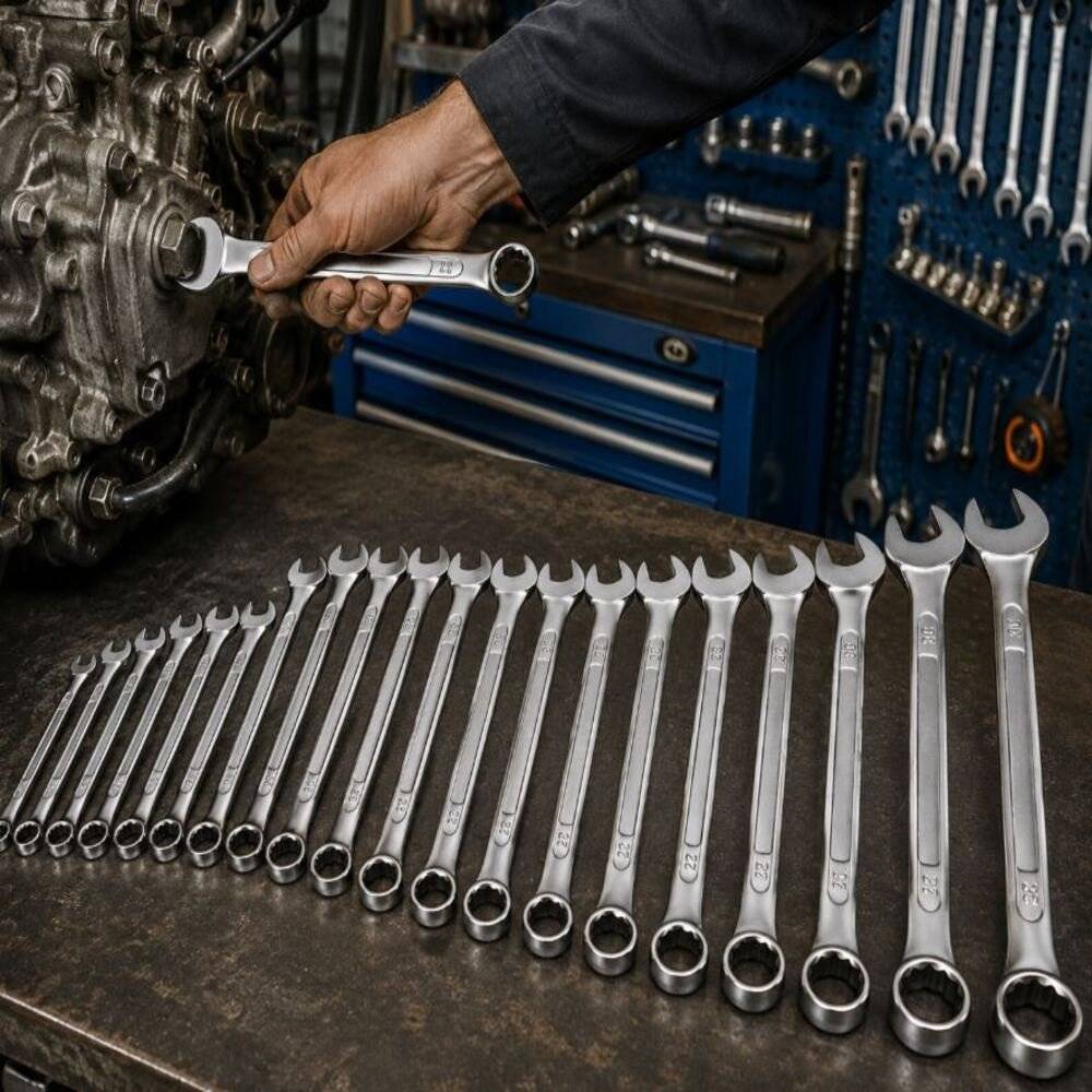 Set Chei Combinate Fixe si Inelare, Set 21 Piese, Cr-V, 6-32 mm