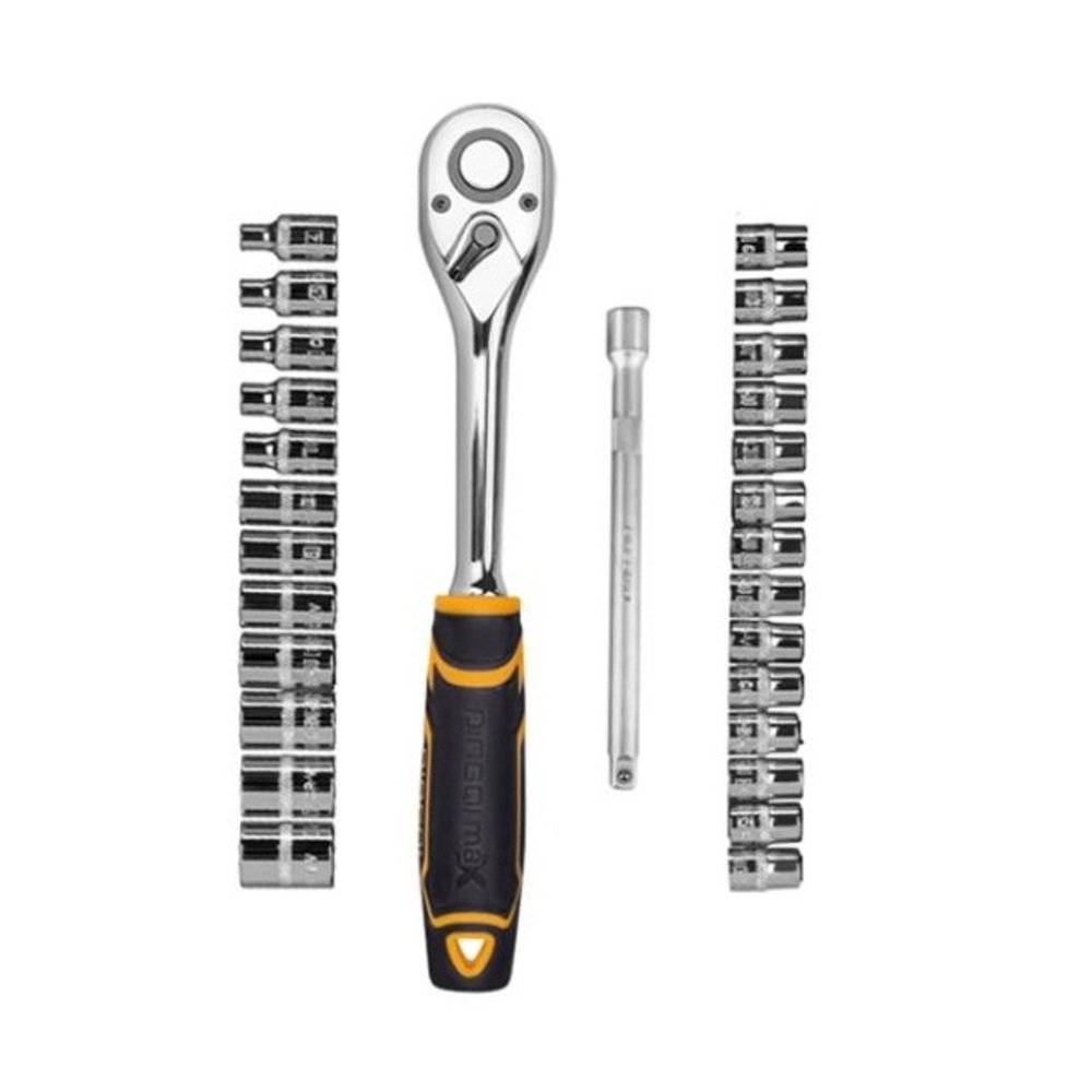 Set Chei Tubulare si Biti cu Clichet 1/4 – 28 Piese, Otel Chrome Vanadium