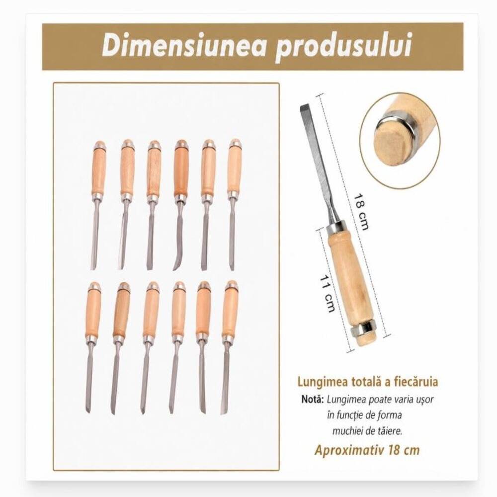 Set dalti sculptura lemn , 12 bucati