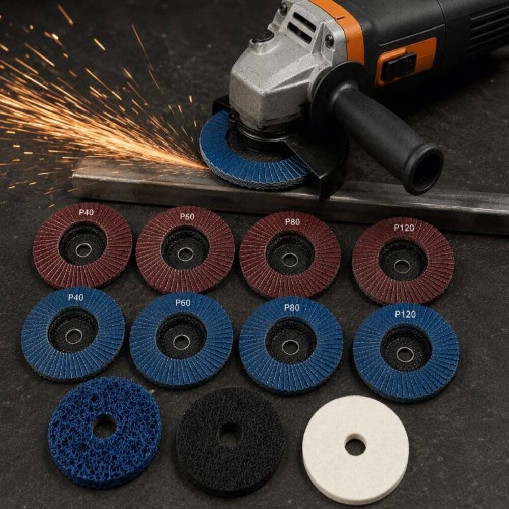 Set Discuri Slefuit Lustruit Polizat ,125 mm pentru Flex ,11 Piese ,Lemn Metal Inox