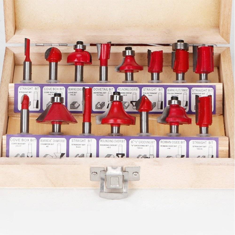 Set freze lemn,tija 6 mm , 12 piese