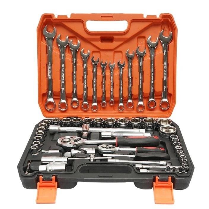 Trusa chei tubulare 1/2 profesionala, chei fixe ,chei inelare, antrenor cu clichet ,trusa chei  8 - 32 mm ,Set 61 piese