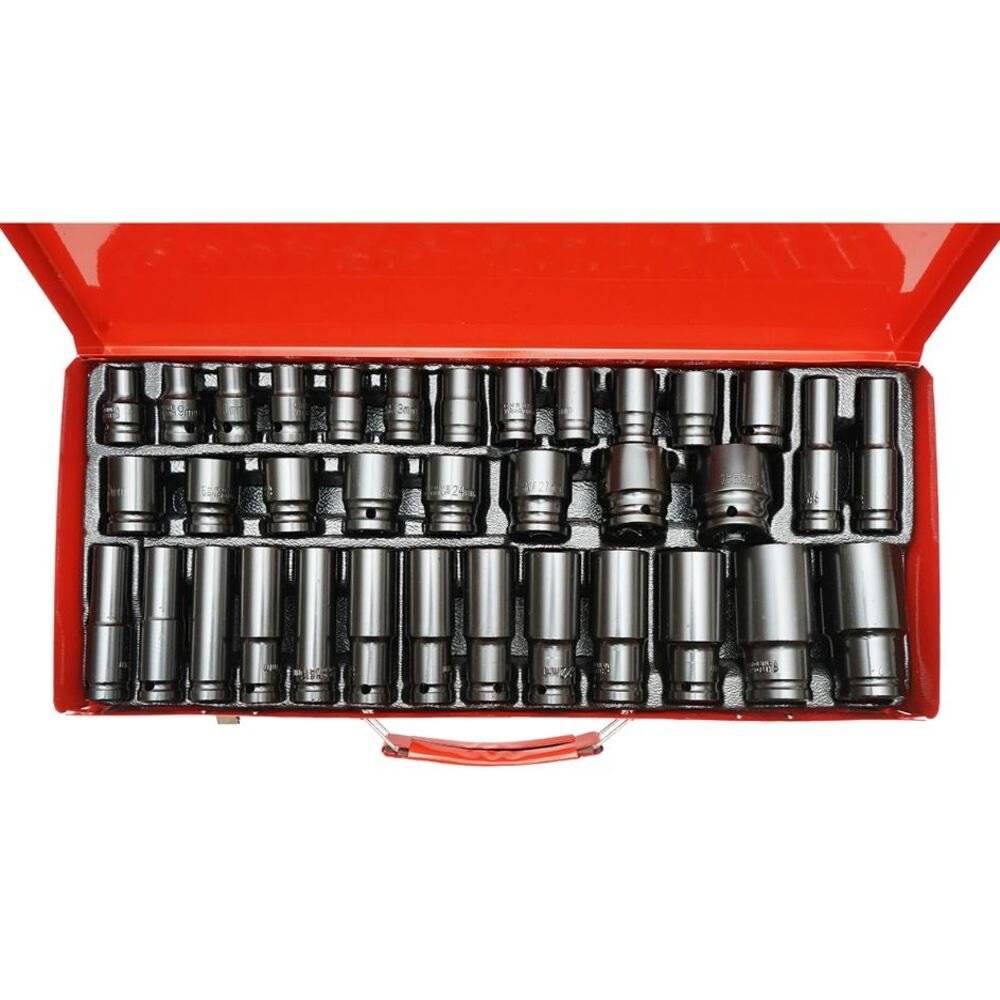 Trusa chei tubulare impact profesionale scurte si lungi 1/2 ,dimensiuni 8-32 mm,set 35 piese