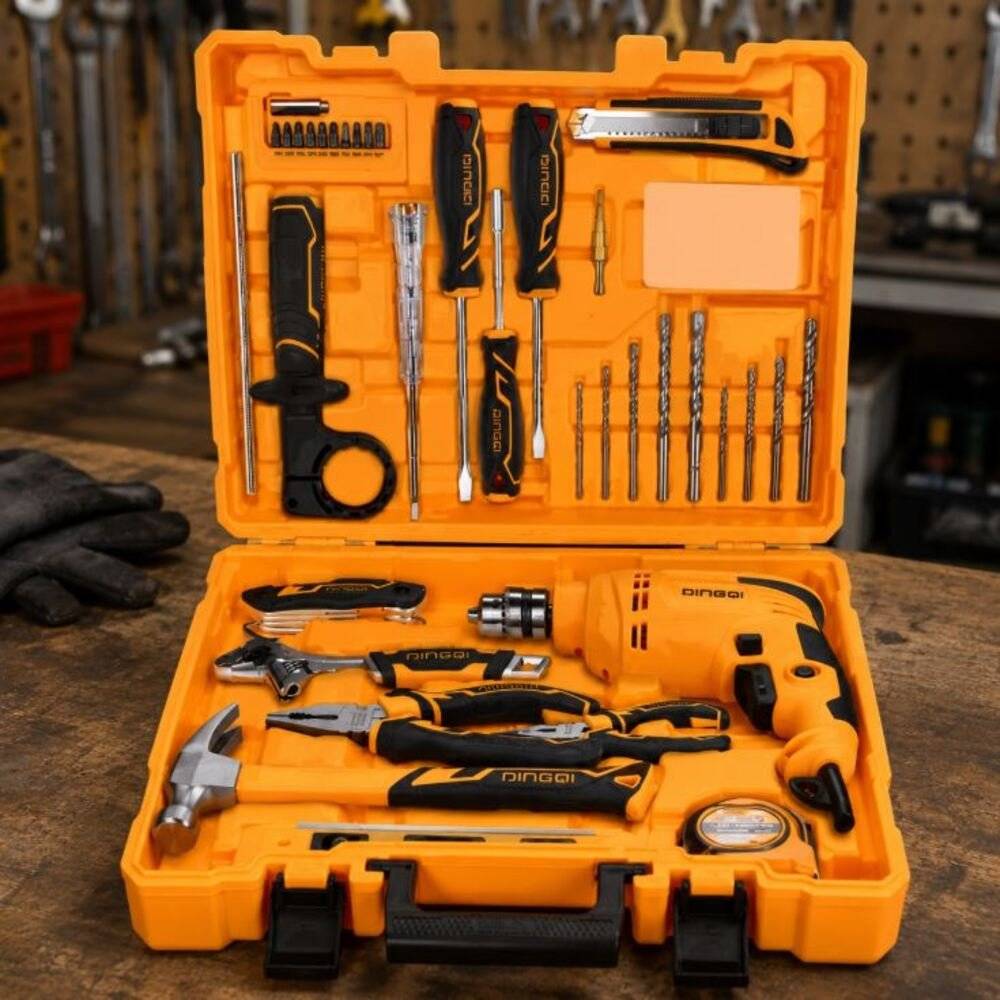 Trusa de Scule 44 Piese cu Bormasina Electrica, Unelte CR-V in Valiza pentru Casa, Atelier si Reparatii