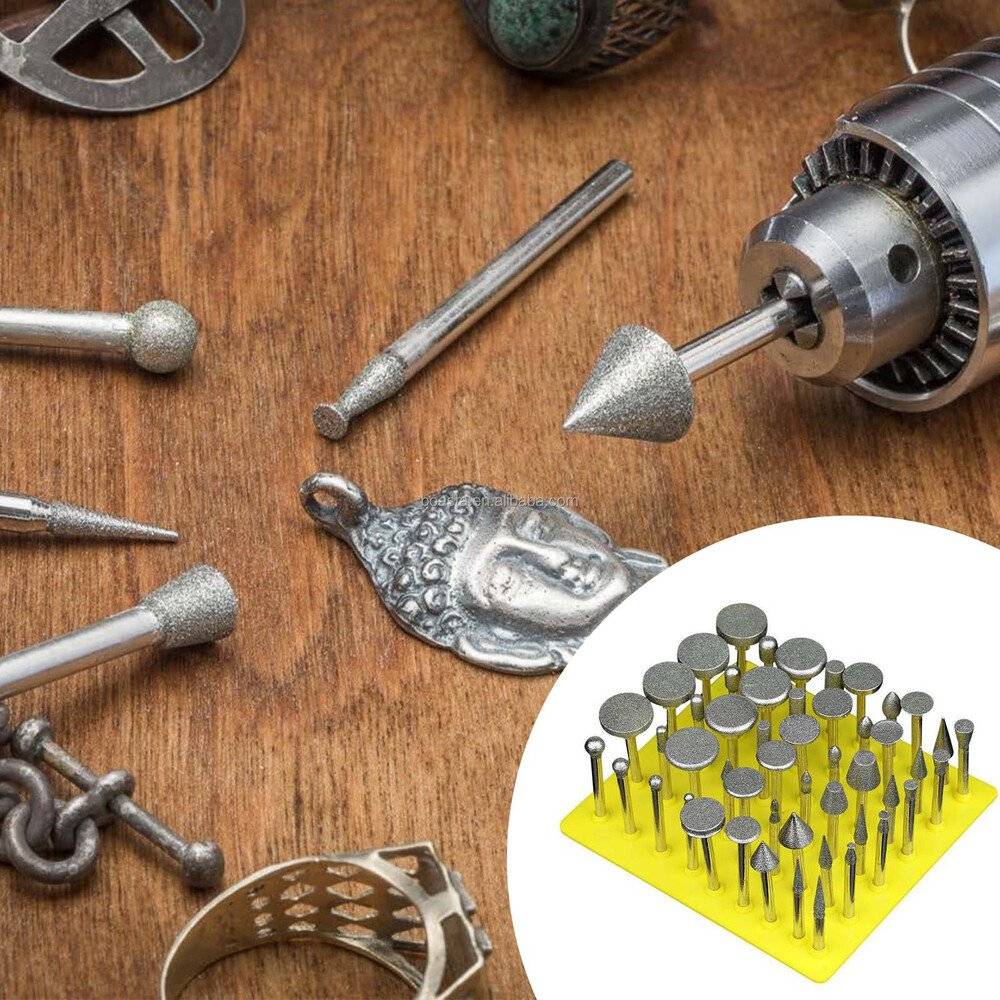 Trusa Freze Diamantate 50 Piese | Prindere 3 mm | Set Profesional Gravare, Slefuire si Finisare Precizie