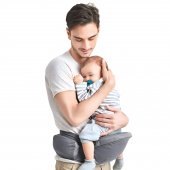 Marsupiu Ergonomic 3 în 1 pentru Bebelusi si Copii, 0-36 Luni, Bretele Reglabile, Gri